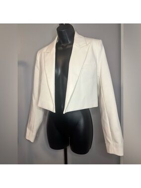 Cropped White Women's Blazer Jacket